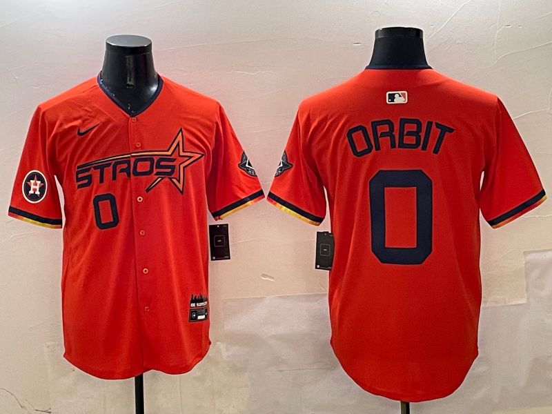 Men Houston Astros #0 Orbit Orange Three generations Joint Name 2025 Nike MLB Jersey style 2->houston astros->MLB Jersey